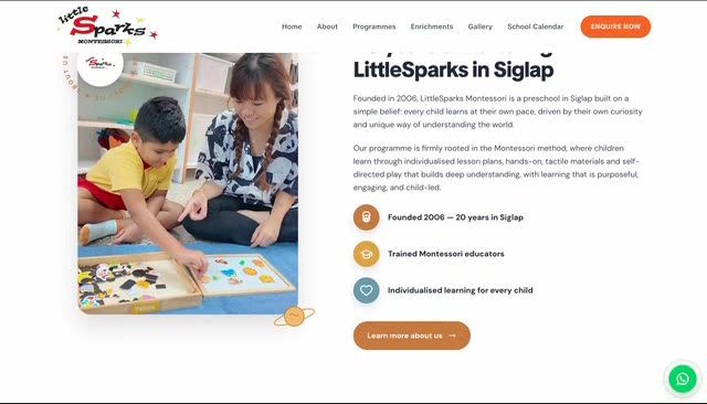 Little Sparks Montessori preschool website