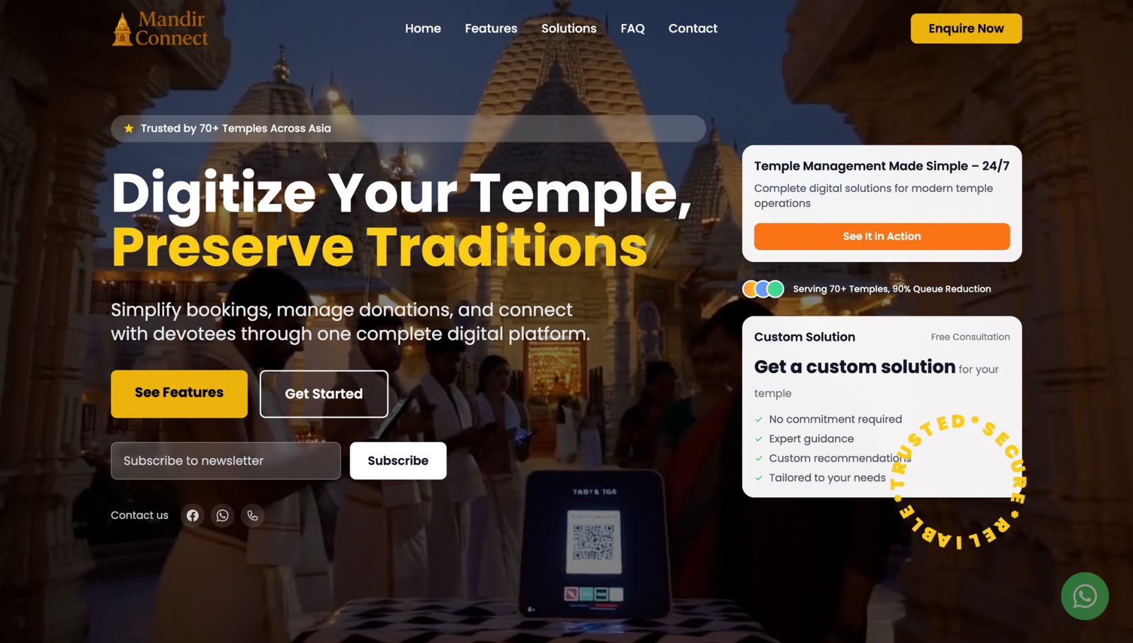 Mandir Connect temple management platform