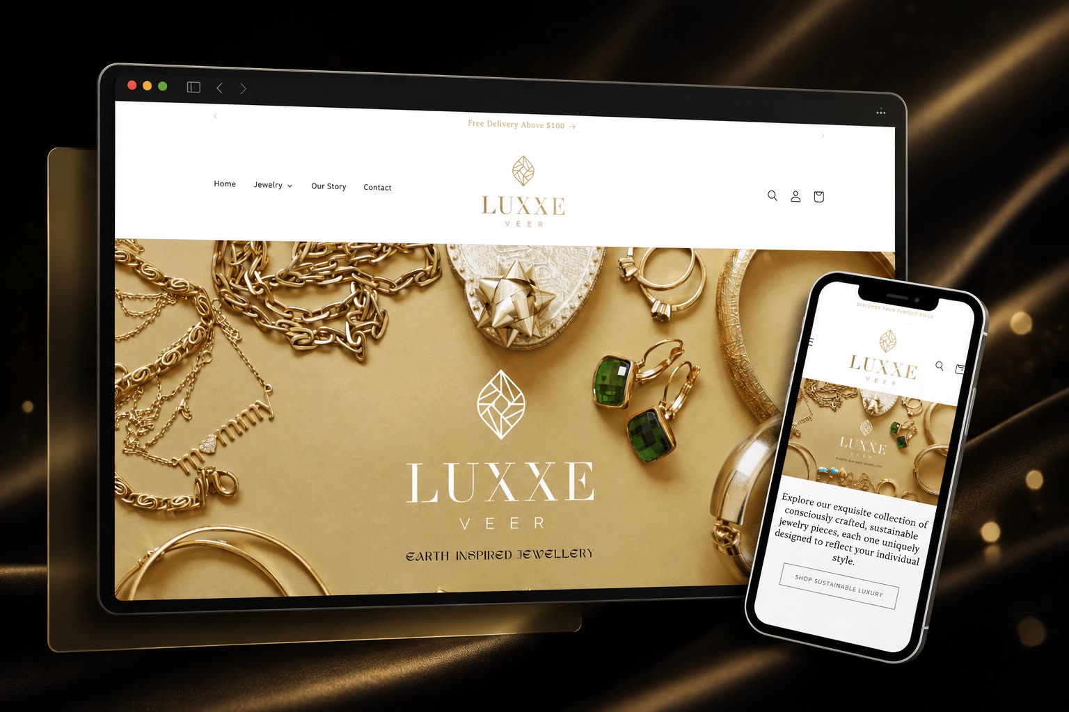 Luxxe Veer jewellery store on desktop and mobile