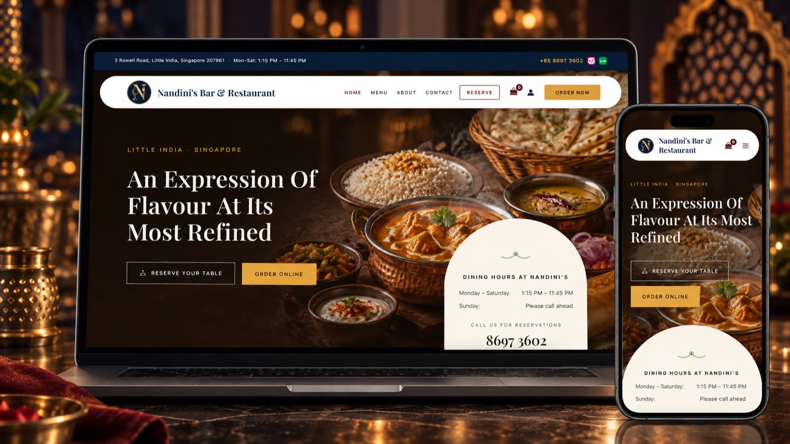 Nandini's Bar & Restaurant website